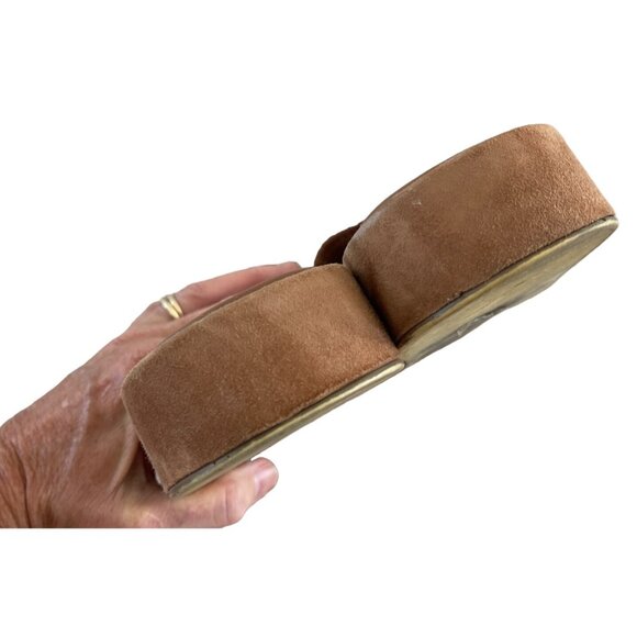 Boden Suede Platform Flatform Sandals Criss Cross Whipstitch Brown EU 41 US 9.5 - Picture 6 of 11